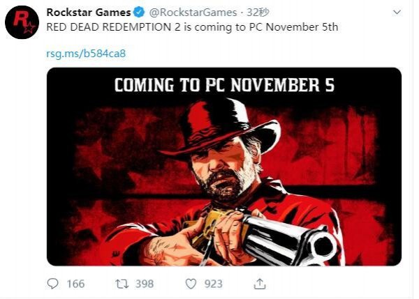 《荒野大镖客2:救赎》登陆PC 11月5日正式发售